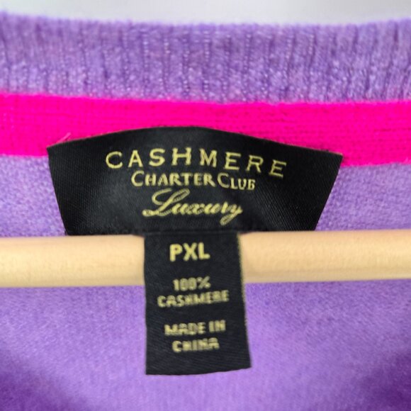 Charter Club 100% Cashmere Light Purple V-Neck Luxury Sweater PXL - Picture 12 of 16